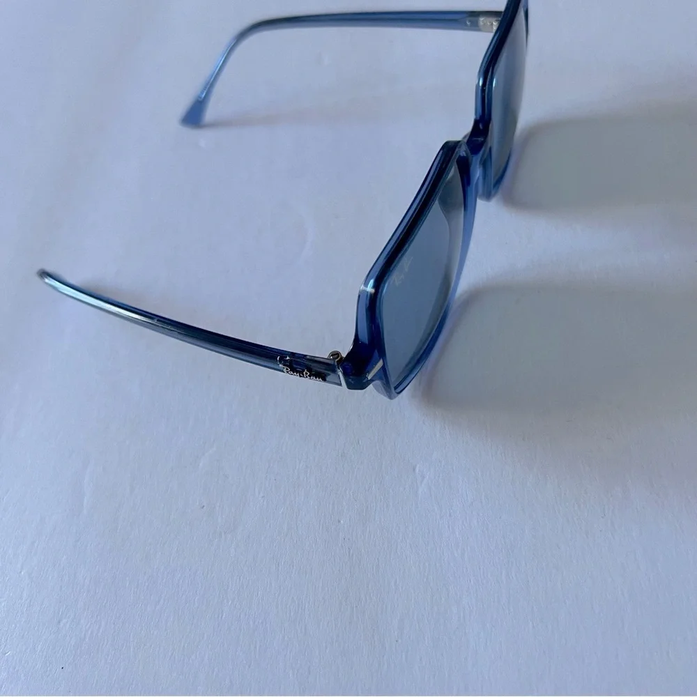 RAY-BAN WOMENS SQUARE II RB  1973 6587 SUNGLASSES TRUE BLUE TRANSPARENT NWOT